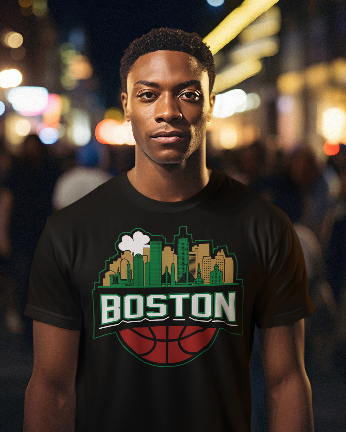 Boston Skyline Slam Basketball Shirt