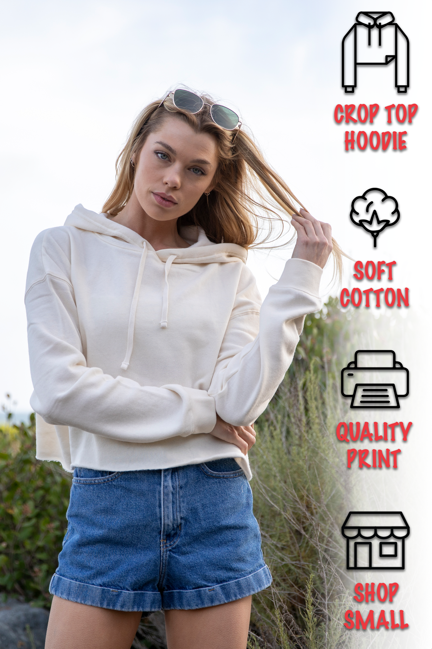 ShirtBANC Womens Crop Top Hoodie Blank Modern Fashion Culture Sweater, S-3XL